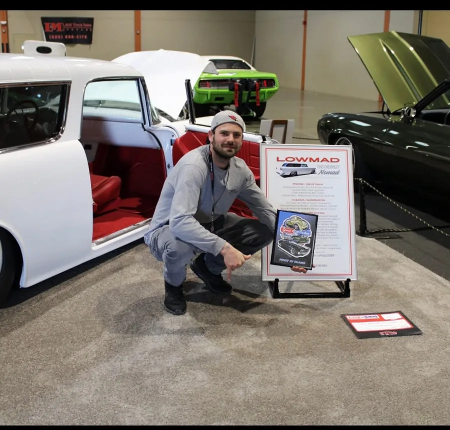 Award-winning lowered truck at a car show
