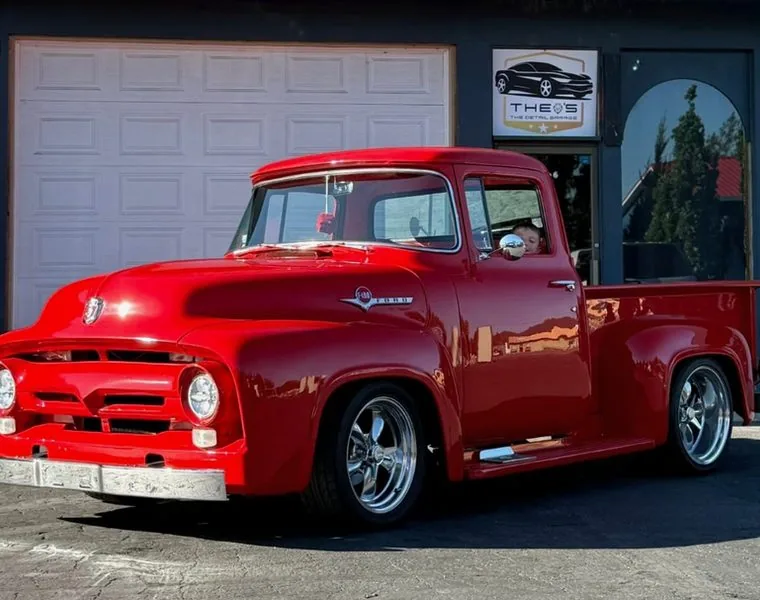 Restored red Ford F-100 pickup